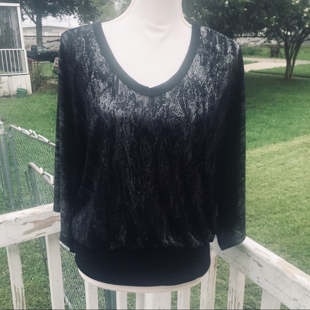 Karen Kane Shimmer Bat Wing Career Evening Blouse